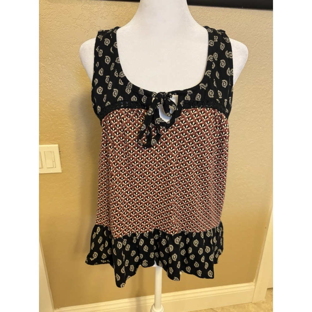 Patrons of Peace Boho Sleeveless Multi Colored Tank Top, Medium